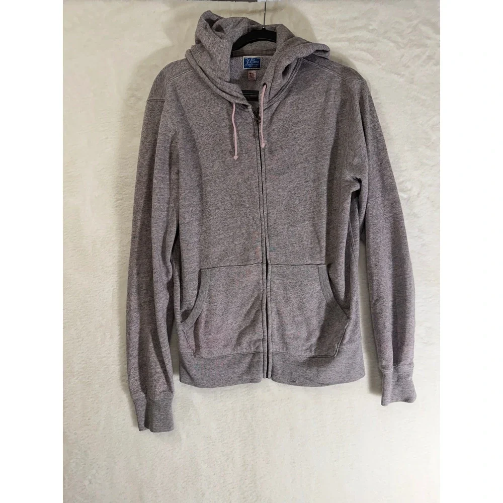 J. Crew Vintage Fleece Full Zip Hoodie Mens Medium Grey Pink 86607 SU18